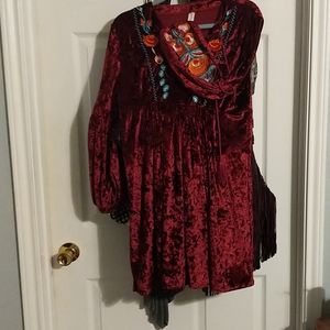 Boho mini velvet dress